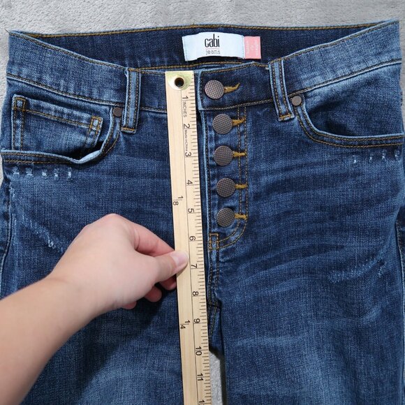 Cabi Jeans Womens 2 Blue Button Fly Straight Distressed Boho Chic Retro Preppy - Picture 13 of 16